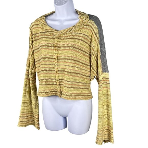 Free People Womens S Catalina Pullover Cropped Sweatshirt Top Bell Sleeve Beachy - Picture 5 of 12